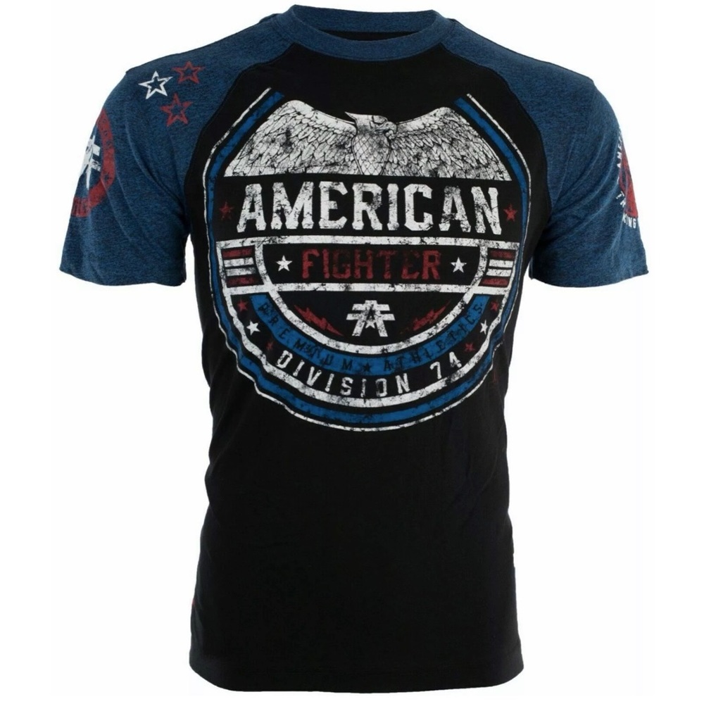AMERICAN FIGHTER Sherman Eagle Black Athletic Fit Mens Crewneck T-shirt M-3XL NW